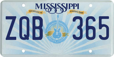 MS license plate ZQB365