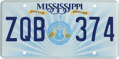 MS license plate ZQB374
