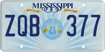 MS license plate ZQB377