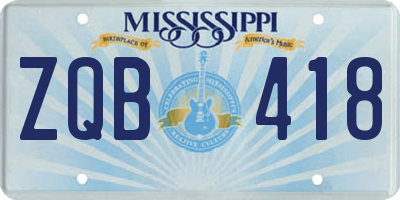MS license plate ZQB418