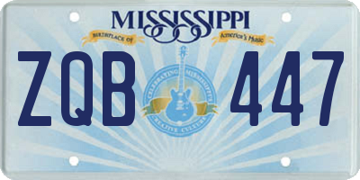 MS license plate ZQB447