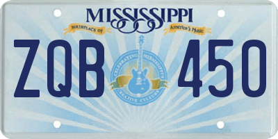 MS license plate ZQB450
