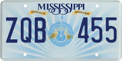 MS license plate ZQB455