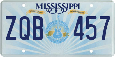 MS license plate ZQB457