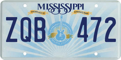 MS license plate ZQB472