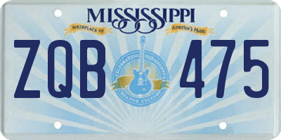 MS license plate ZQB475