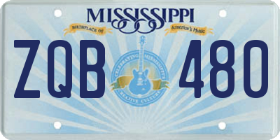 MS license plate ZQB480