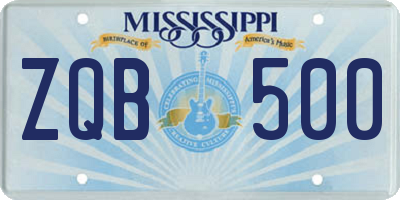 MS license plate ZQB500