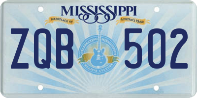 MS license plate ZQB502