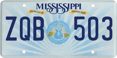 MS license plate ZQB503