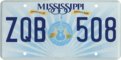 MS license plate ZQB508