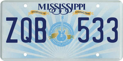 MS license plate ZQB533