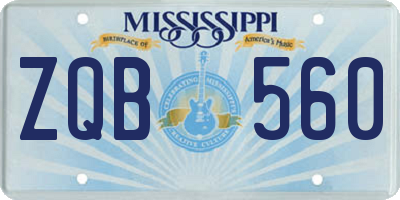 MS license plate ZQB560