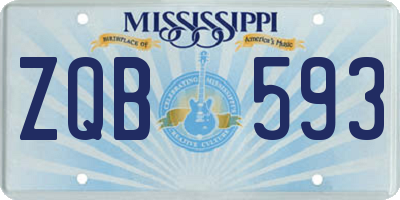 MS license plate ZQB593