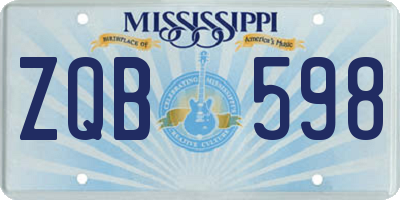 MS license plate ZQB598
