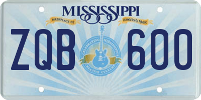 MS license plate ZQB600