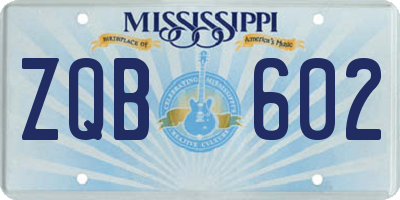 MS license plate ZQB602