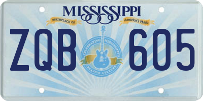 MS license plate ZQB605