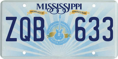 MS license plate ZQB633