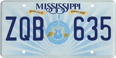 MS license plate ZQB635