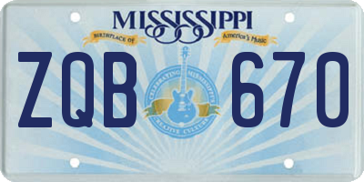 MS license plate ZQB670