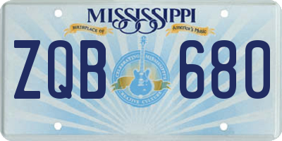 MS license plate ZQB680