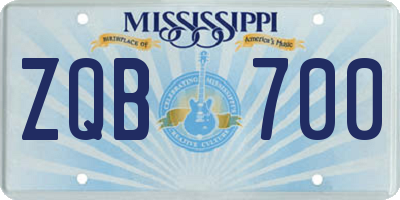 MS license plate ZQB700