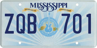 MS license plate ZQB701