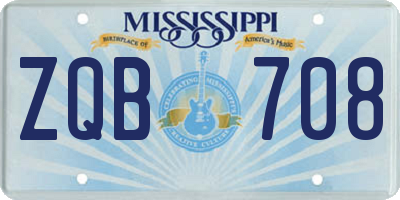 MS license plate ZQB708
