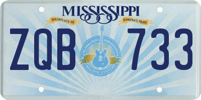 MS license plate ZQB733