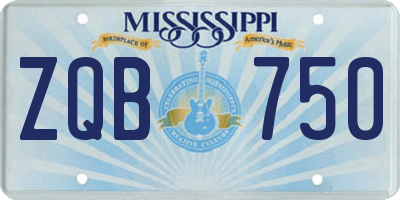 MS license plate ZQB750