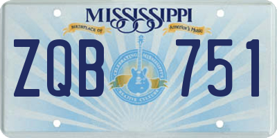 MS license plate ZQB751