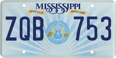 MS license plate ZQB753