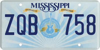 MS license plate ZQB758