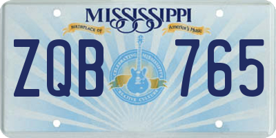 MS license plate ZQB765