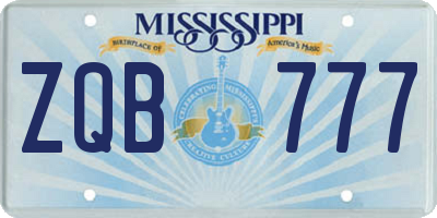 MS license plate ZQB777