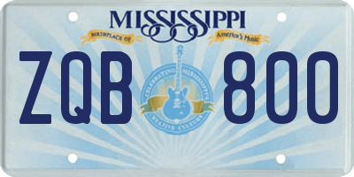 MS license plate ZQB800
