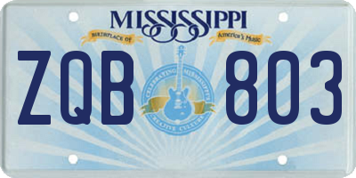 MS license plate ZQB803