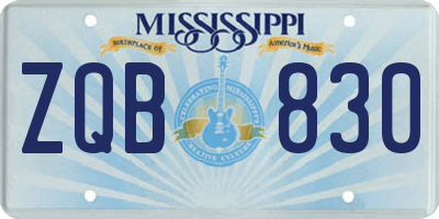 MS license plate ZQB830