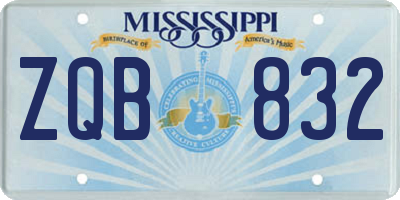 MS license plate ZQB832