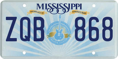 MS license plate ZQB868