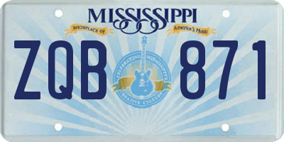 MS license plate ZQB871