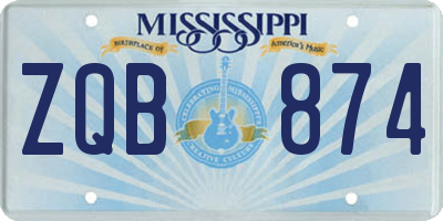 MS license plate ZQB874