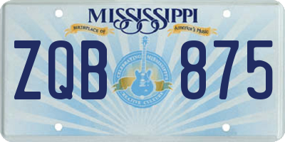 MS license plate ZQB875
