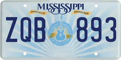 MS license plate ZQB893