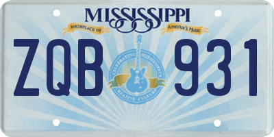 MS license plate ZQB931