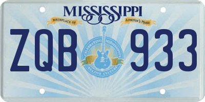 MS license plate ZQB933