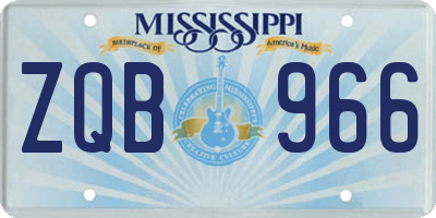 MS license plate ZQB966