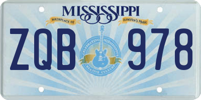 MS license plate ZQB978