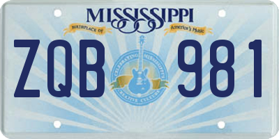 MS license plate ZQB981
